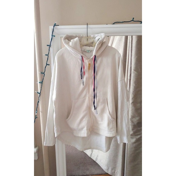 Anthropologie Tops - anthropologie saturday sunday Women's White Gray Hoodie Medium Cotton